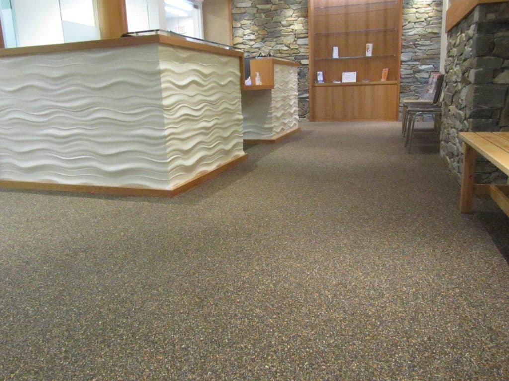 Refinished terrazzo flooring inside a North Vancouver office building on Lonsdale Avenue